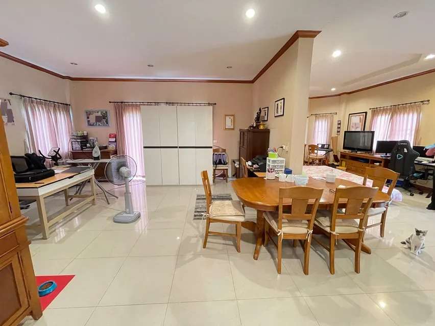 living room with working area