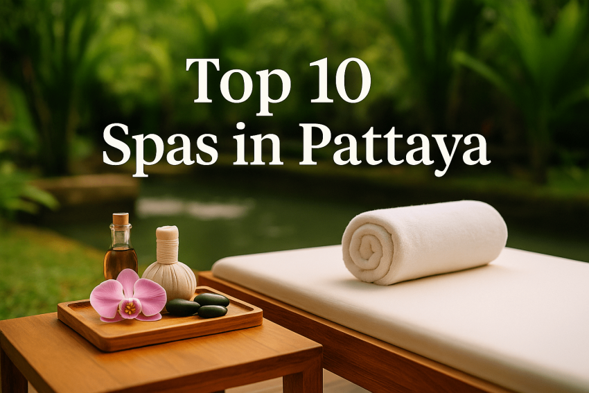 Outdoor tropical spa bed in Pattaya with essential oils, hot stones, and towel — featured image for Top 10 Spas in Pattaya blog post