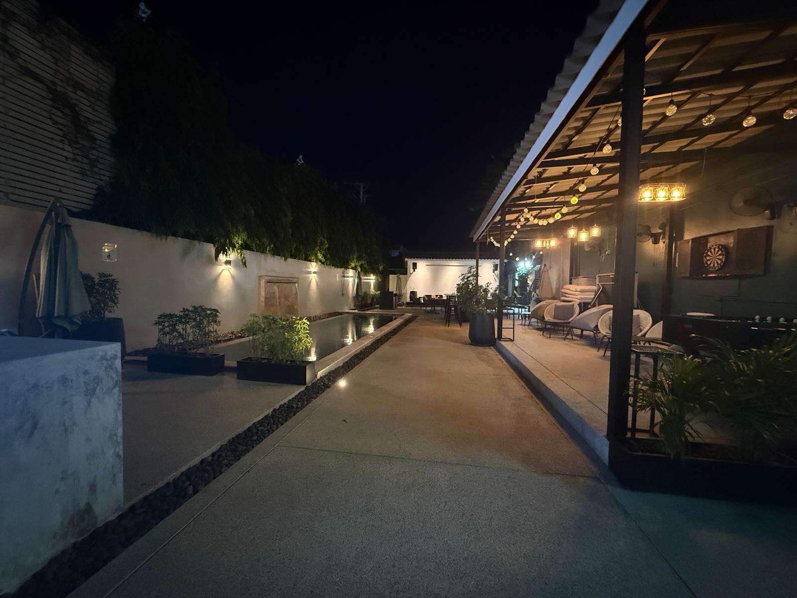 Outdoor Pool, chairs under cover