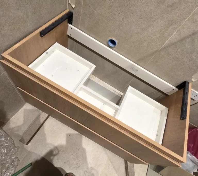 NEW Modern Bathroom Cabinet with Sink &amp; Marble Top – 70% OFF