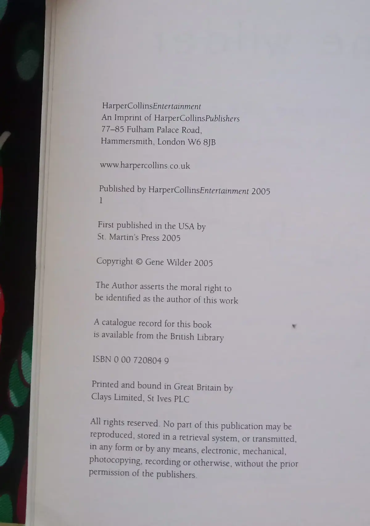 Gene Wilder Signed Book – ‘Kiss Me Like a Stranger’ (2005) — photo 3