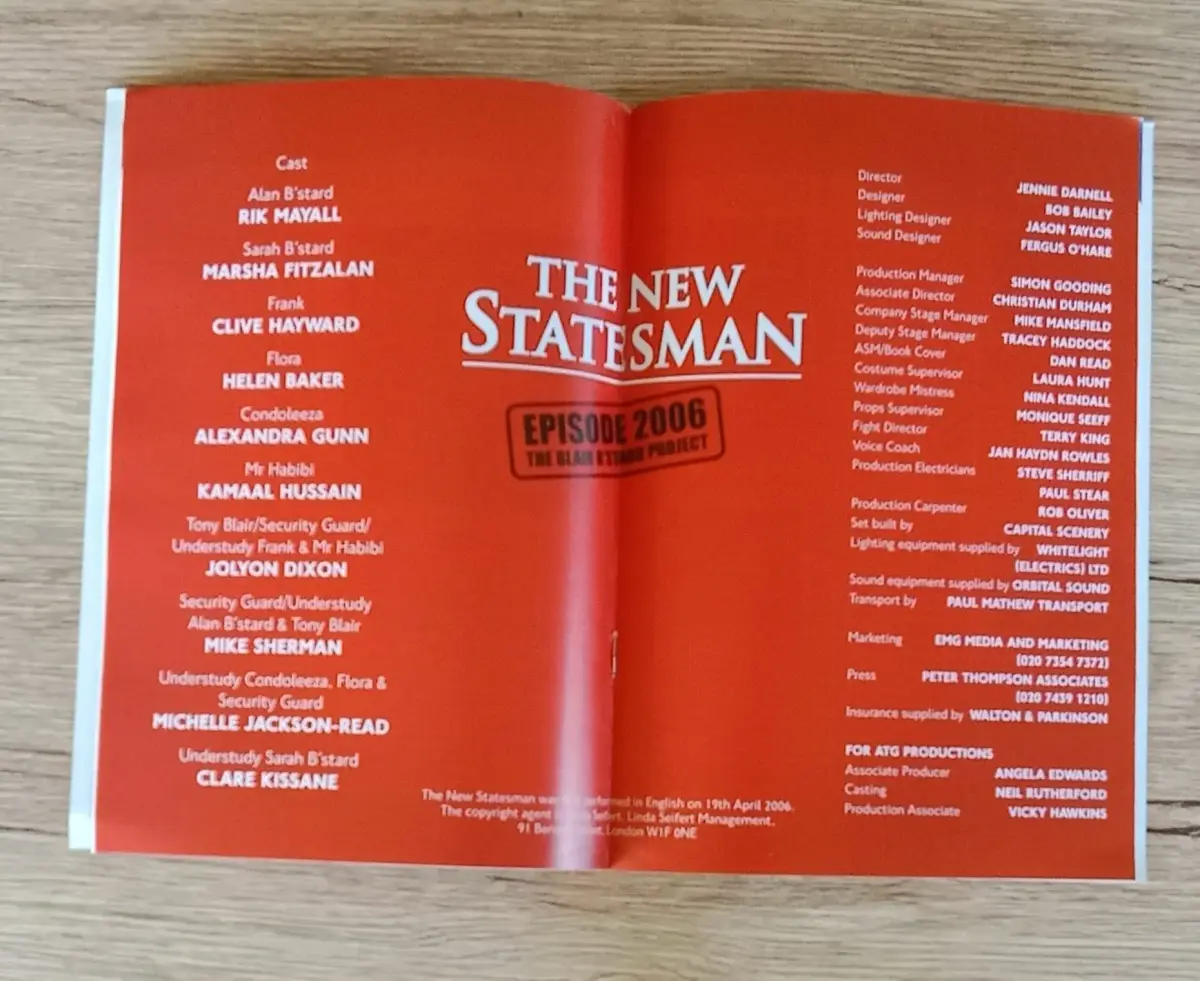 British Comedy Memorabilia: Dual-Signed Rik Mayall “The New Statesman” Program (2006 Tour) — photo 2